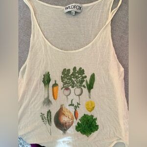 Wildfox Root Vegetable Screen Print Ribbed Tank Top S